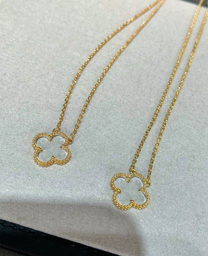 [⭐Haelin Jewelry]CLOVER ROCK CRYSTAL ROSE GOLD NECKLACE