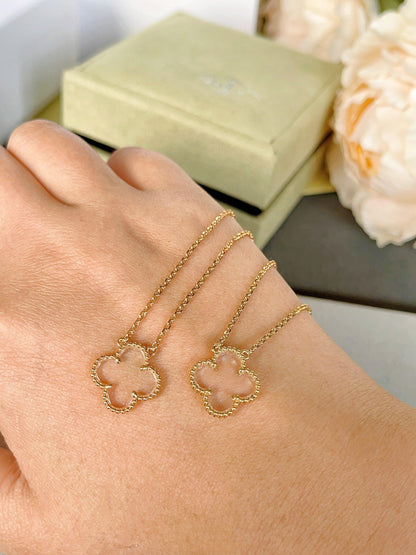 [⭐Haelin Jewelry]CLOVER ROCK CRYSTAL ROSE GOLD NECKLACE