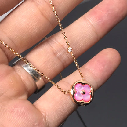 [⭐Haelin Jewelry]COLOR BLOSSOM PINK MOP SUN GOLD NECKLACE