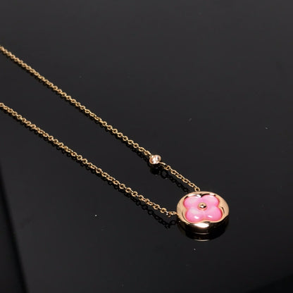 [⭐Haelin Jewelry]COLOR BLOSSOM PINK MOP SUN GOLD NECKLACE
