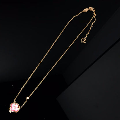 [⭐Haelin Jewelry]COLOR BLOSSOM PINK MOP SUN GOLD NECKLACE