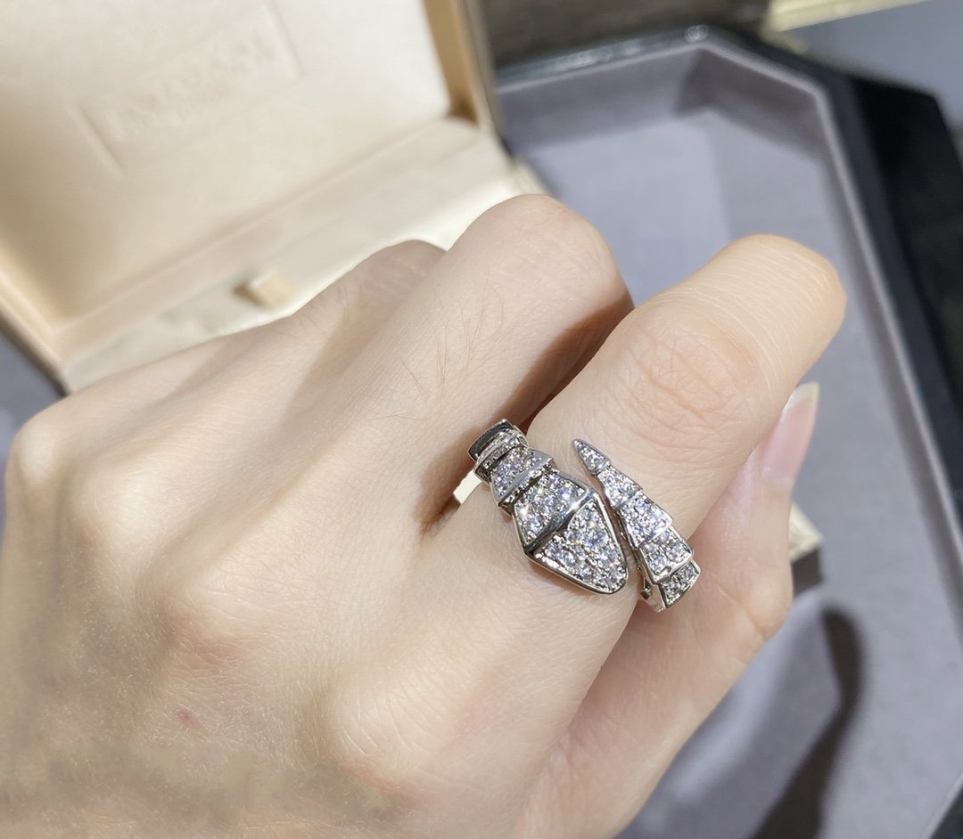 [⭐Haelin Jewelry]SERPENTI LARGE RING SILVER DIAMOND PAVED