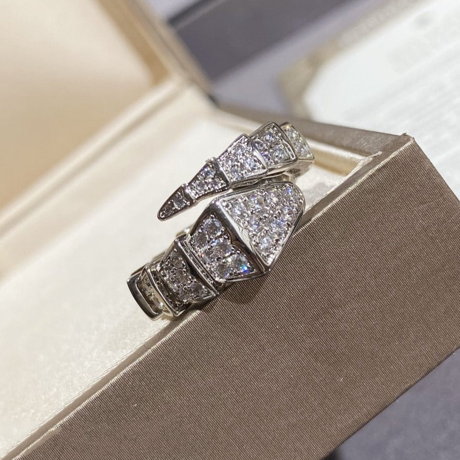 [⭐Haelin Jewelry]SERPENTI LARGE RING SILVER DIAMOND PAVED