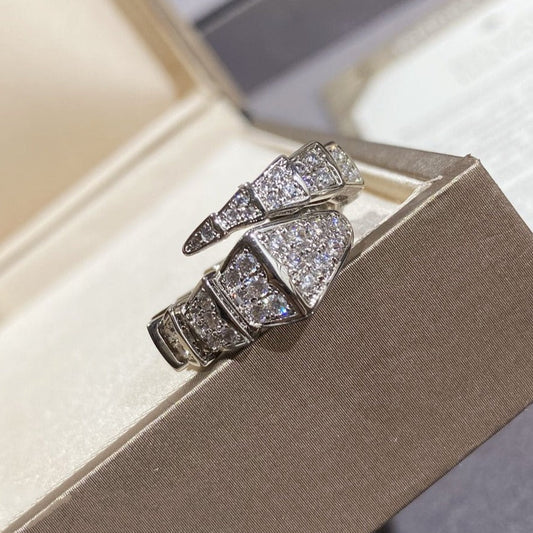 [⭐Haelin Jewelry]SERPENTI LARGE RING SILVER DIAMOND PAVED