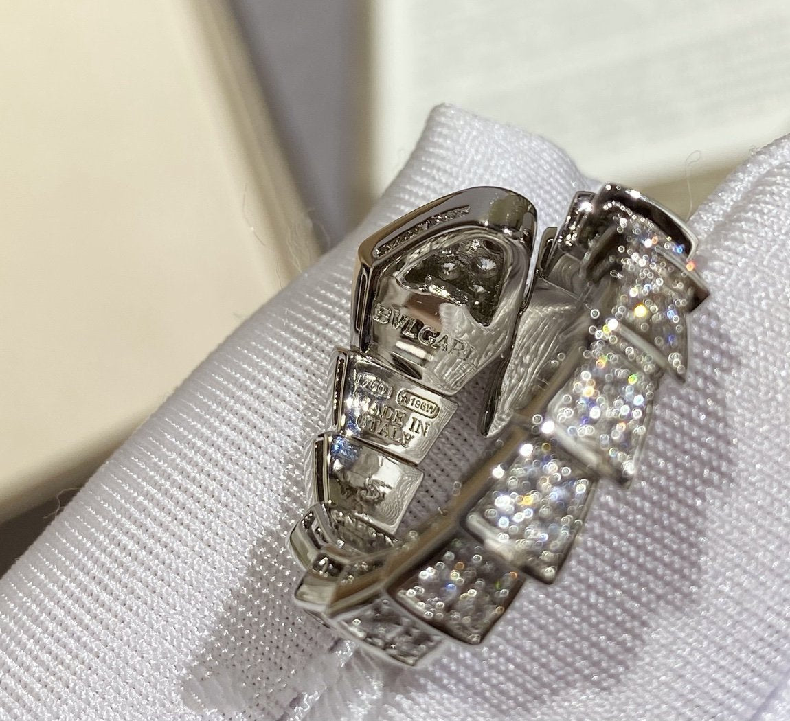 [⭐Haelin Jewelry]SERPENTI LARGE RING SILVER DIAMOND PAVED