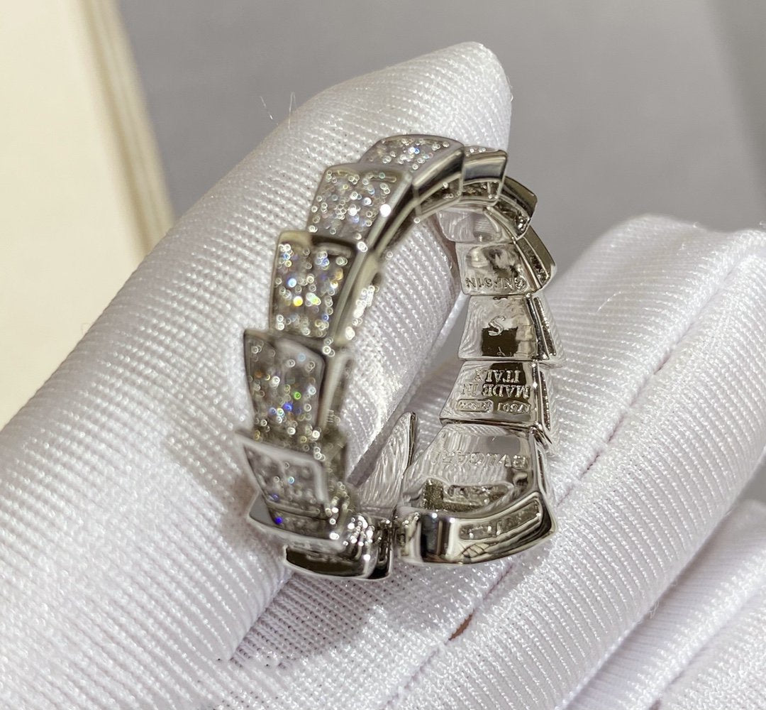 [⭐Haelin Jewelry]SERPENTI LARGE RING SILVER DIAMOND PAVED