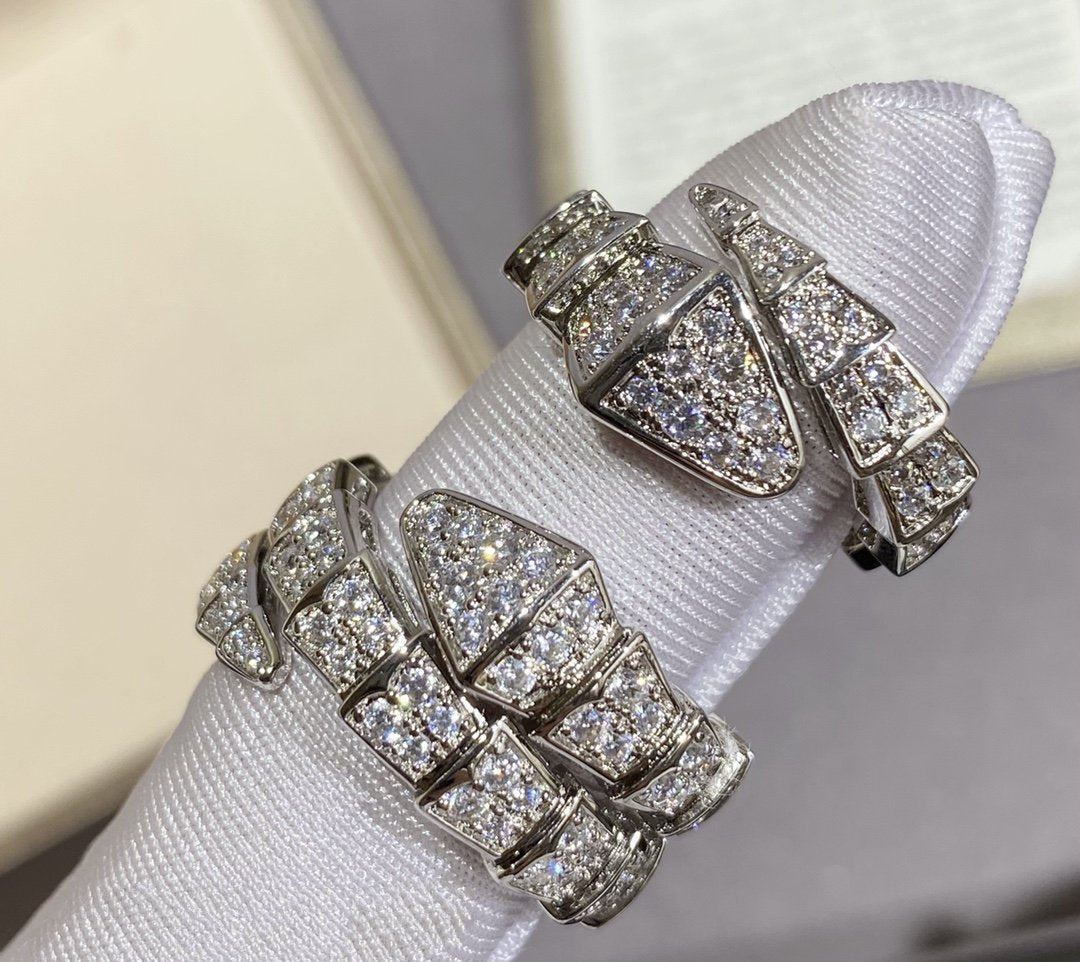 [⭐Haelin Jewelry]SERPENTI LARGE RING SILVER DIAMOND PAVED