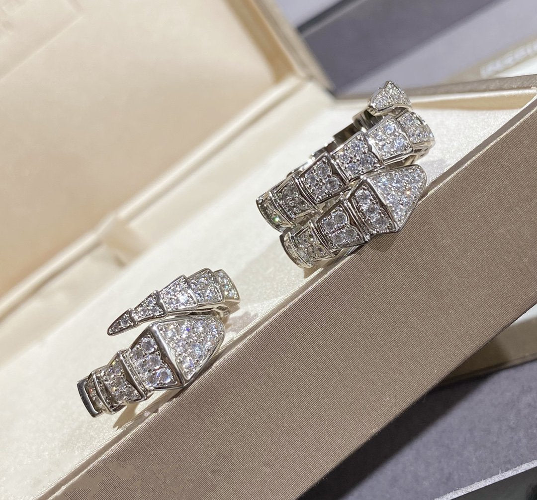 [⭐Haelin Jewelry]SERPENTI LARGE RING SILVER DIAMOND PAVED