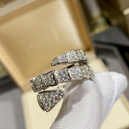 [⭐Haelin Jewelry]SERPENTI DOUBLE RING SILVER DIAMOND PAVED