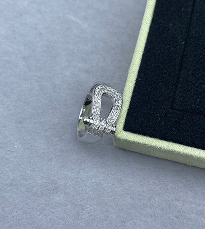 [⭐Haelin Jewelry]Wide Hoof-Shaped Diamond-Studded Ring