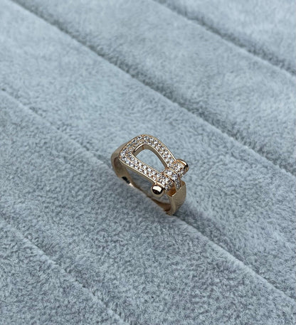 [⭐Haelin Jewelry]Wide Hoof-Shaped Diamond-Studded Ring