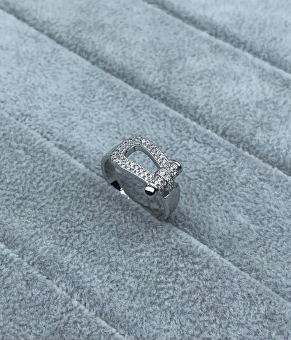 [⭐Haelin Jewelry]Wide Hoof-Shaped Diamond-Studded Ring