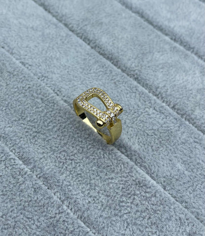 [⭐Haelin Jewelry]Wide Hoof-Shaped Diamond-Studded Ring