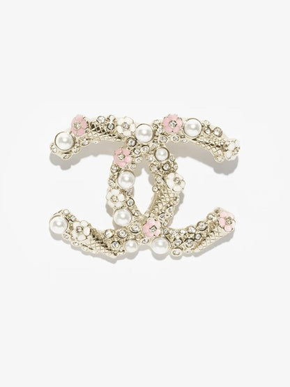 [⭐Haelin Jewelry]26C Pink-White Enamel Ice Cream Cone Double C Brooch