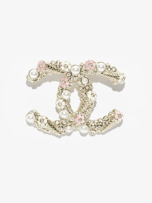 [⭐Haelin Jewelry]26C Pink-White Enamel Ice Cream Cone Double C Brooch