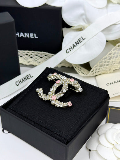 [⭐Haelin Jewelry]26C Pink-White Enamel Ice Cream Cone Double C Brooch