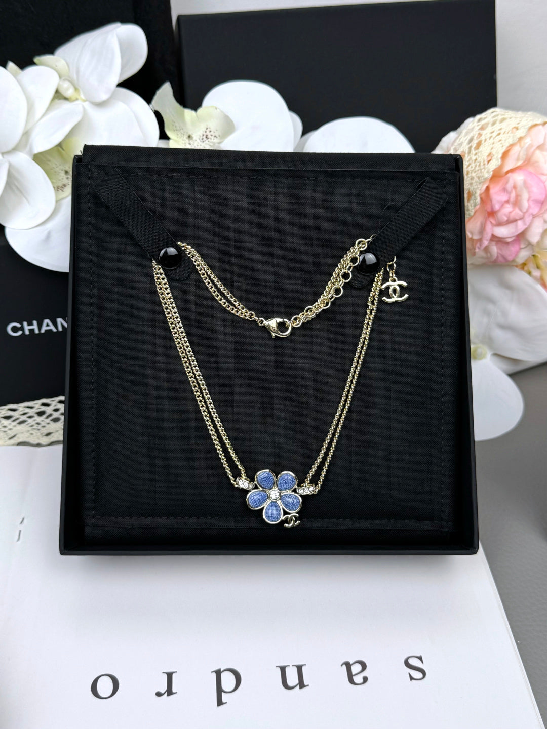 [⭐Haelin Jewelry]New Blue Floral Double-Layer Necklace