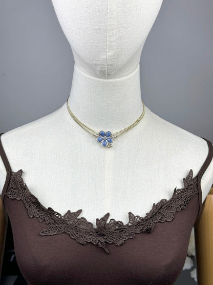 [⭐Haelin Jewelry]New Blue Floral Double-Layer Necklace