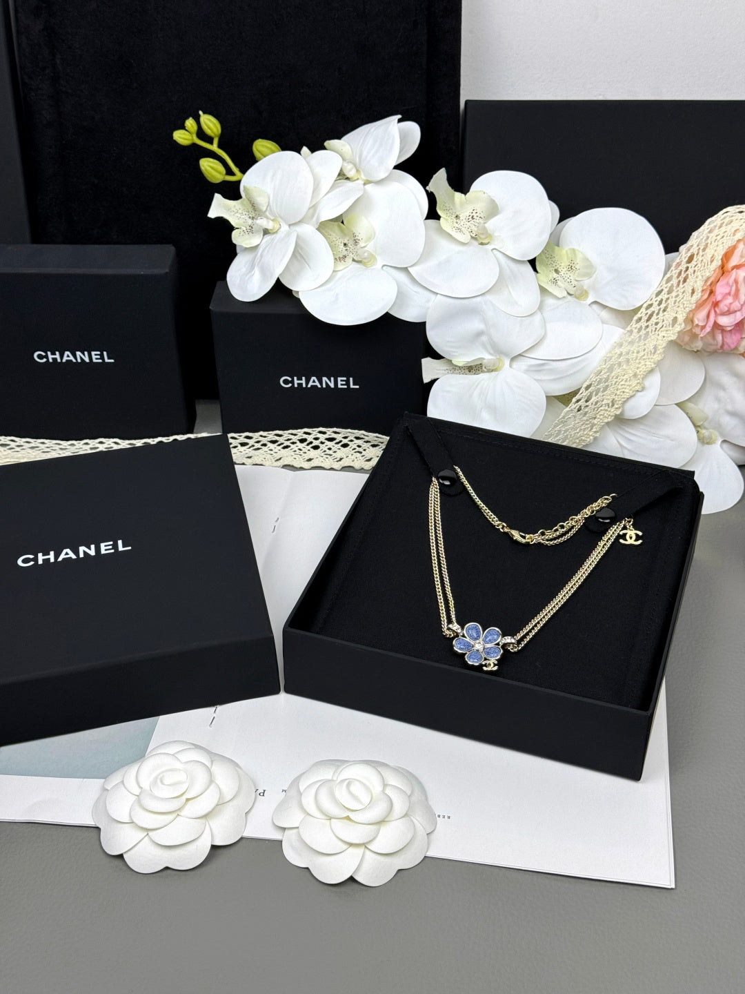 [⭐Haelin Jewelry]New Blue Floral Double-Layer Necklace