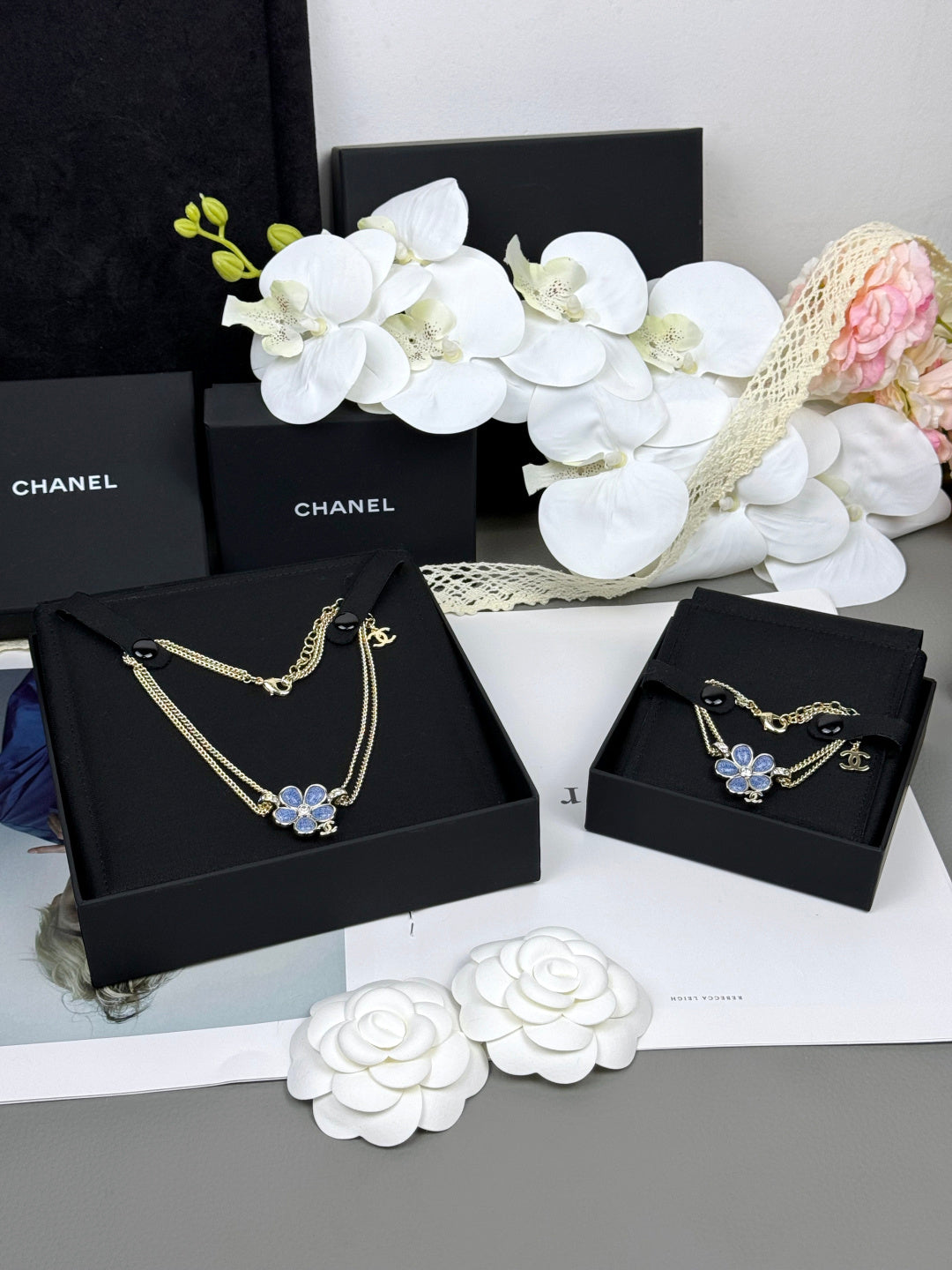 [⭐Haelin Jewelry]New Blue Floral Double-Layer Necklace