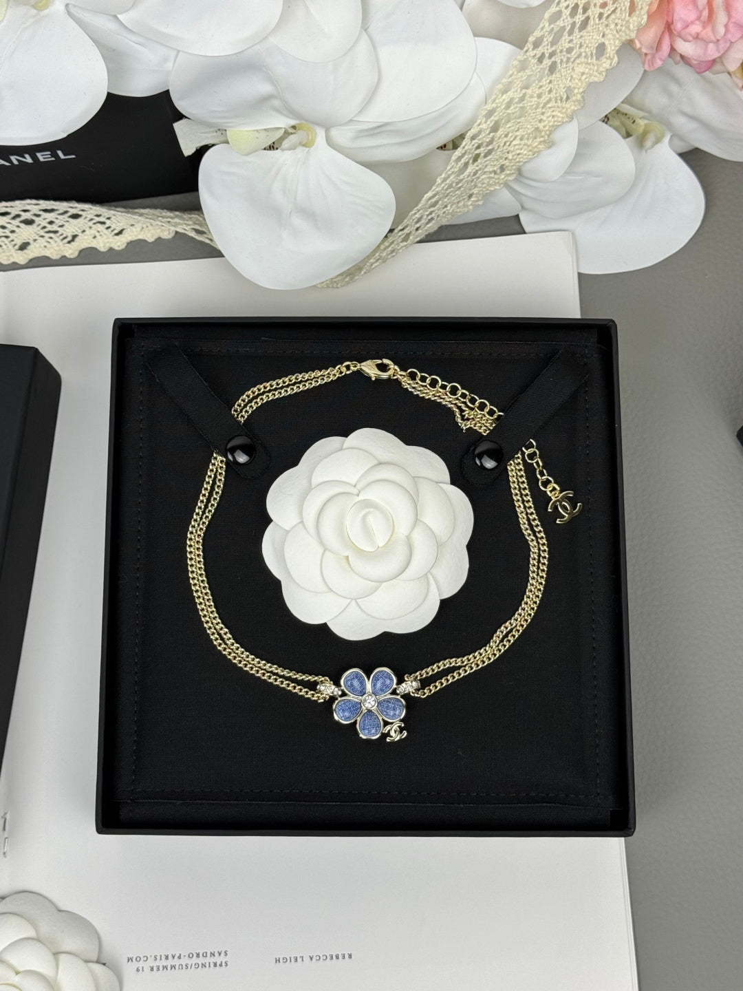 [⭐Haelin Jewelry]New Blue Floral Double-Layer Necklace