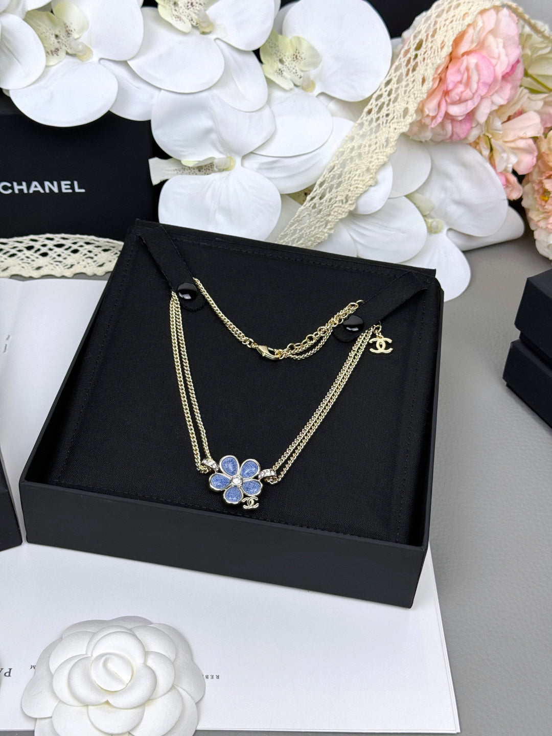 [⭐Haelin Jewelry]New Blue Floral Double-Layer Necklace