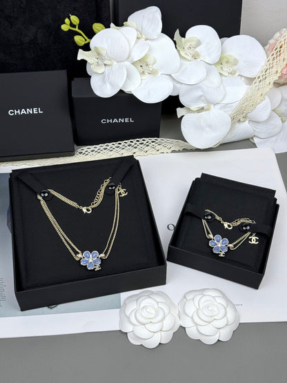 [⭐Haelin Jewelry]VOLTE New Blue Floral Double-Layer Bracelet