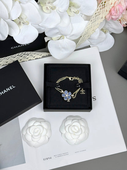 [⭐Haelin Jewelry]VOLTE New Blue Floral Double-Layer Bracelet