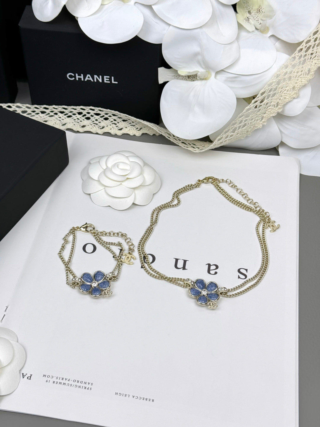 [⭐Haelin Jewelry]VOLTE New Blue Floral Double-Layer Bracelet