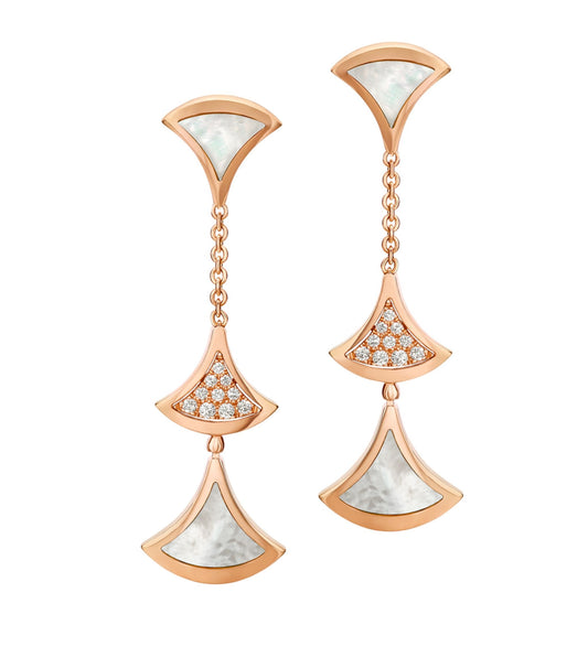 [⭐Haelin Jewelry]DREAM EARRINGS 3 MOTIFS DIAMOND MOP PINK GOLD