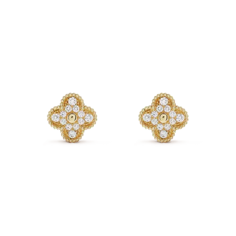 [⭐Haelin Jewelry]CLOVER MEDIUM 1 MOTIFS FUll DIAMOND EARRINGS
