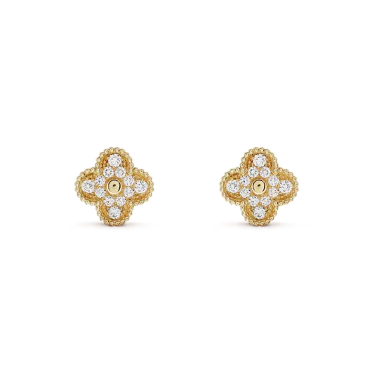 [⭐Haelin Jewelry]CLOVER MEDIUM 1 MOTIFS FUll DIAMOND EARRINGS