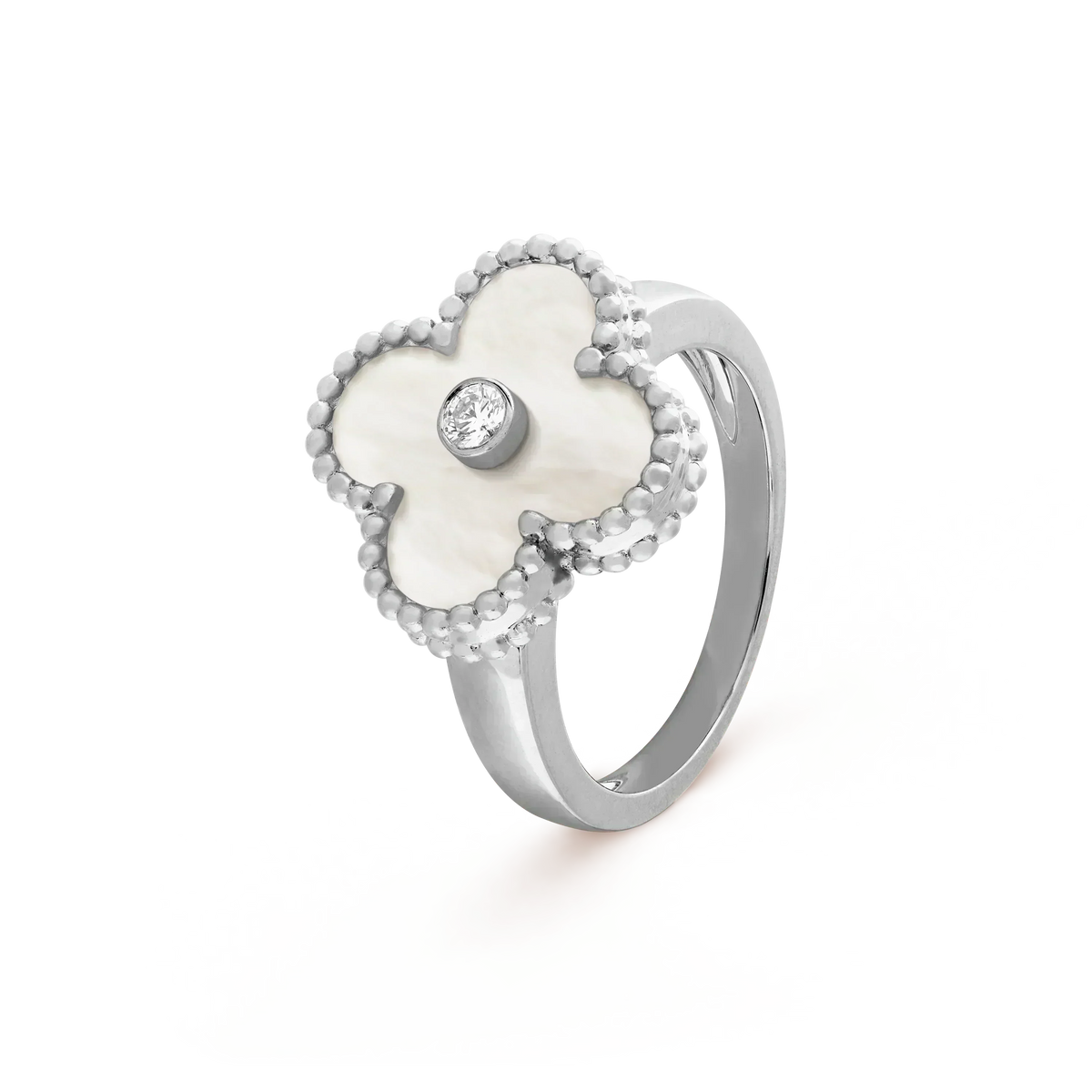 [⭐Haelin Jewelry]CLOVER SILVER MOP DIAMOND RING
