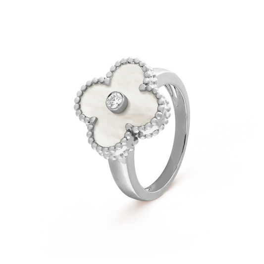 [⭐Haelin Jewelry]CLOVER SILVER MOP DIAMOND RING