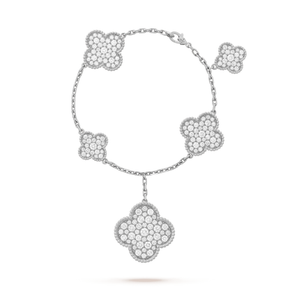 [⭐Haelin Jewelry]CLOVER 6 MOTIFS SILVER DIAMOND BRACELET