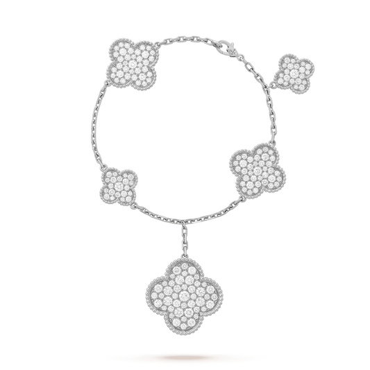 [⭐Haelin Jewelry]CLOVER 6 MOTIFS SILVER DIAMOND BRACELET