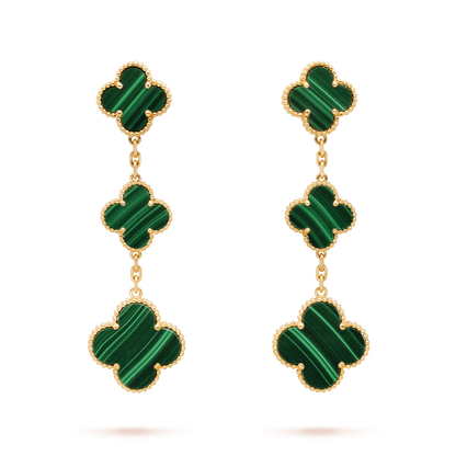 [⭐Haelin Jewelry]CLOVER MALACHITE 3 MOTIFS GOLD