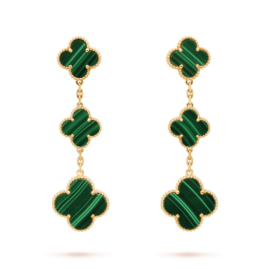 [⭐Haelin Jewelry]CLOVER MALACHITE 3 MOTIFS GOLD