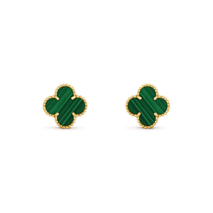 [⭐Haelin Jewelry]CLOVER MEDIUM 1 MOTIFS MALACHITE  EARRINGS