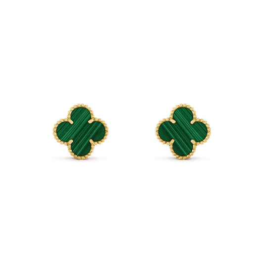 [⭐Haelin Jewelry]CLOVER MEDIUM 1 MOTIFS MALACHITE  EARRINGS