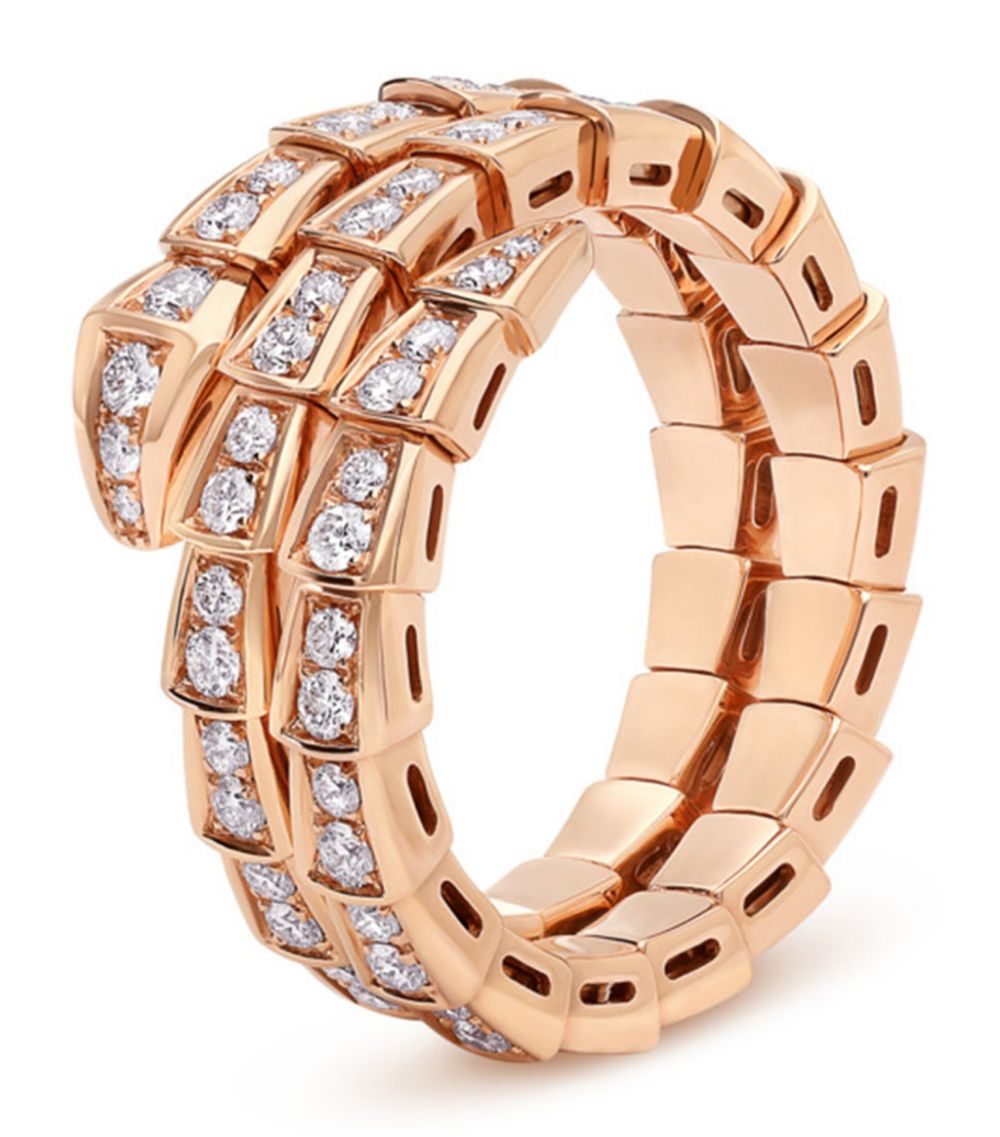 [⭐Haelin Jewelry]SERPENTI RING PINK GOLD DIAMOND DOUBLE ROW