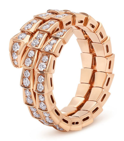 [⭐Haelin Jewelry]SERPENTI RING PINK GOLD DIAMOND DOUBLE ROW