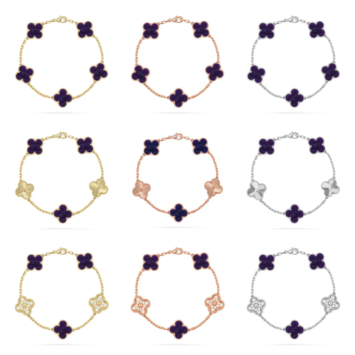 [⭐Haelin Jewelry]CLOVER 5 MOTIF PURPLE STRIPES BRACELET COLLECTION