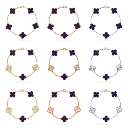 [⭐Haelin Jewelry]CLOVER 5 MOTIF PURPLE STRIPES BRACELET COLLECTION