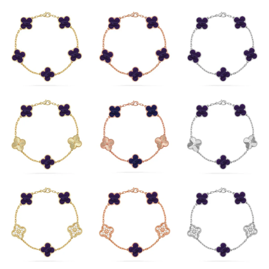[⭐Haelin Jewelry]CLOVER 5 MOTIF PURPLE STRIPES BRACELET COLLECTION