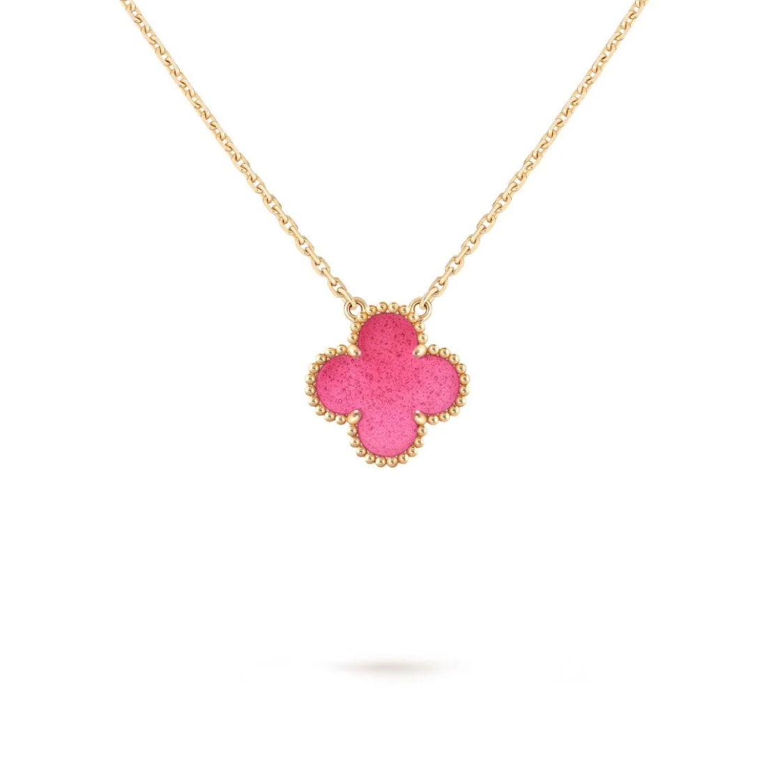 [⭐Haelin Jewelry] NEW CLOVER 15MM PINK ENAMEL NECKLACE