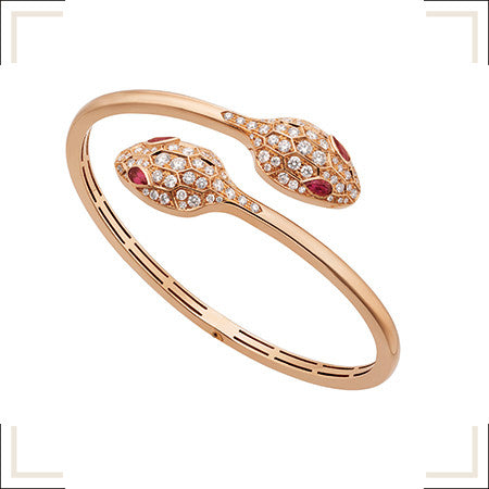 [⭐Haelin Jewelry]SERPENTI BRACELET PINK GOLD DIAMOND DOUBLE SNAKE
