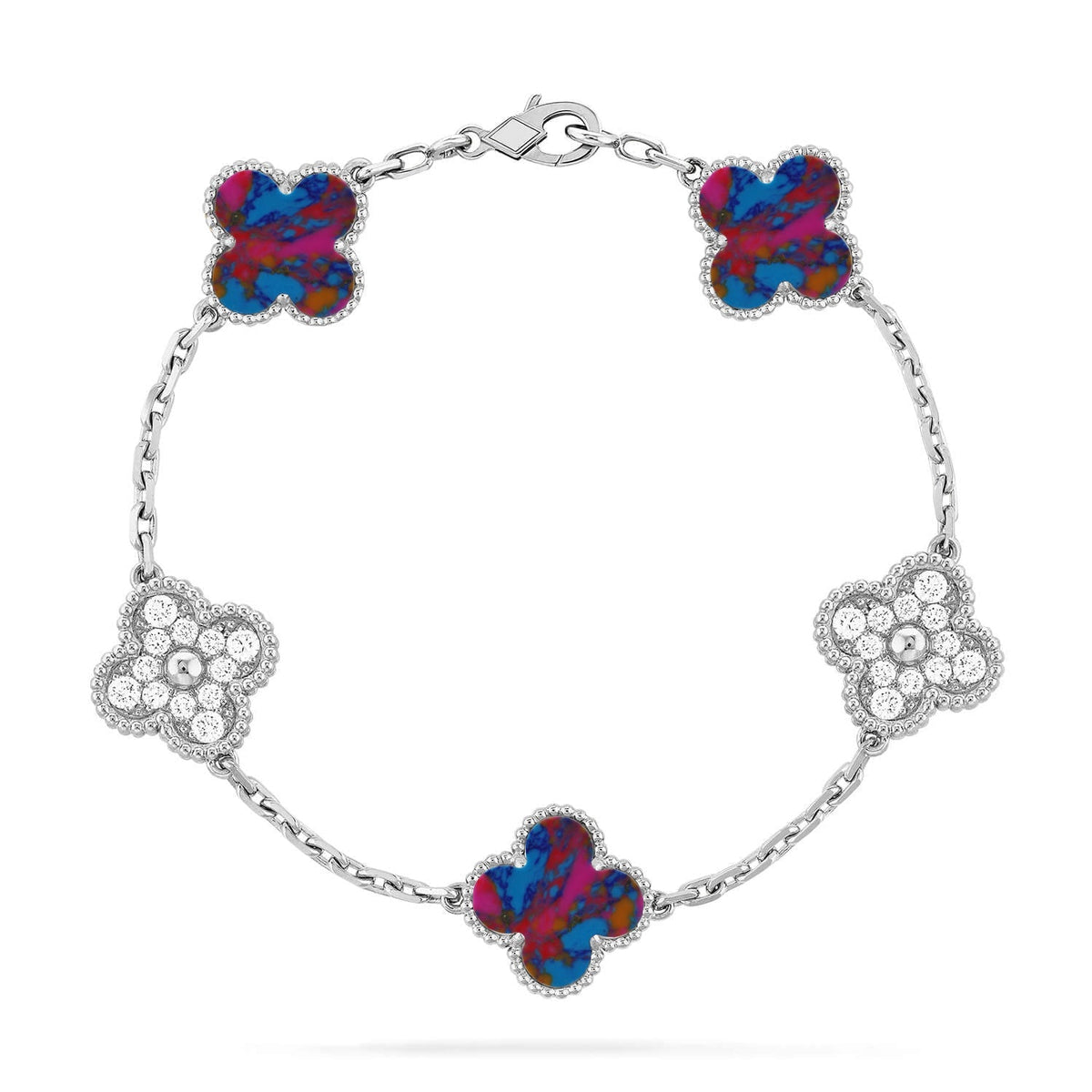 [⭐Haelin Jewelry]CLOVER 5 MOTIF COLOR GEMSTONES BRACELET COLLECTION
