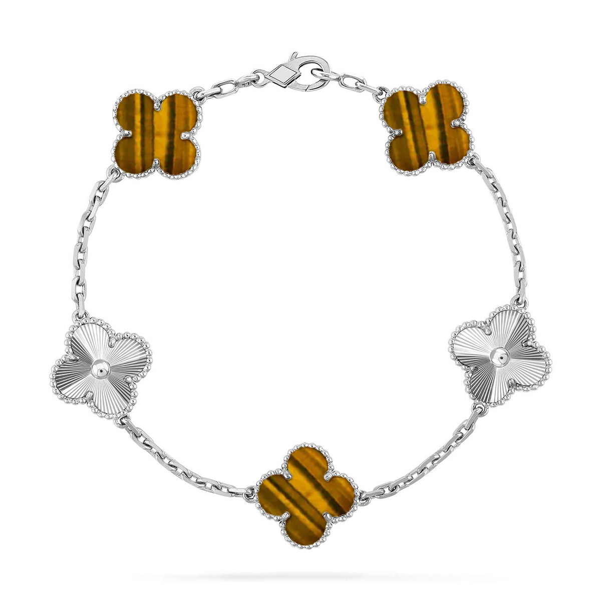 [⭐Haelin Jewelry] CLOVER 5 MOTIFS TIGER EYE BRACELET COLLECTION
