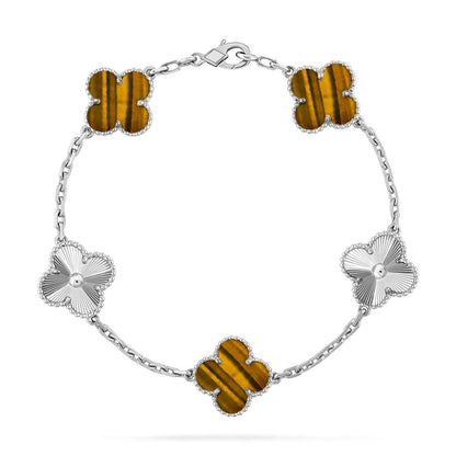 [⭐Haelin Jewelry] CLOVER 5 MOTIFS TIGER EYE BRACELET COLLECTION